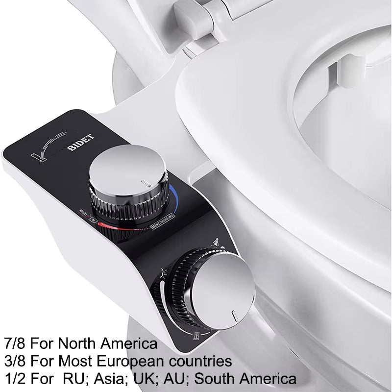 Premium Non-Electric Bidet Toilet Attachment – Dual Self-Cleaning Nozzles & Adjustable Hot/Cold Water