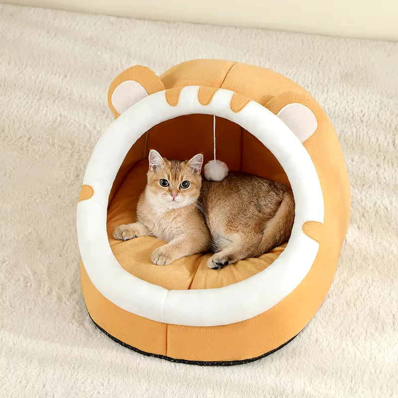 Luxury Tent-Style Cat & Small Dog Bed – Soft Cotton Cushion for Ultimate Comfort and Relaxation