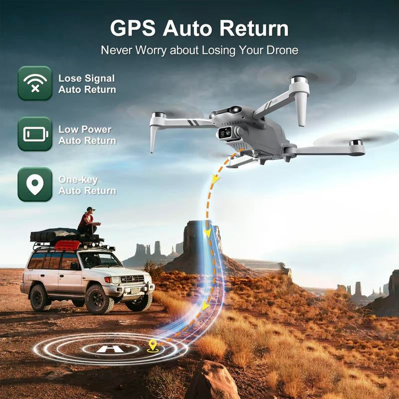 Aerial Drone 2025 F10 Pro with 4K UHD EIS Camera, GPS, 5G Wi-Fi, FPV, Brushless Motors, Optical Flow, Smart Obstacle Avoidance, Auto Return, 360° Stunt Roll, and Dual Batteries
