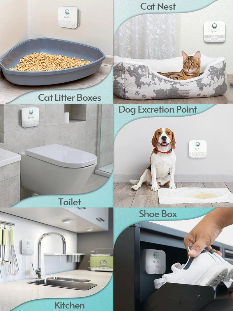 Downypaws 4000mAh Smart Pet Odor Purifier – Rechargeable Cat & Dog Litter Box Deodorizer and Air Cleaner for Fresh, Odor-Free Homes