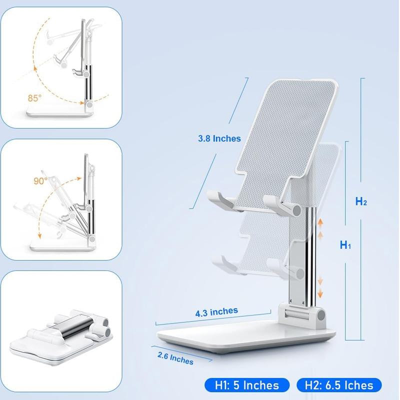 Adjustable Foldable Desktop Phone & Tablet Stand for 4–10" Devices – Portable Anti-Slip Mobile Holder for Office, Home, and Workstations