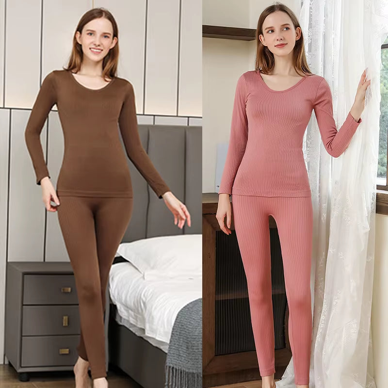 Elegant Women's Thermal Long Johns Set – Comfortable, Form-Fitting Intimates