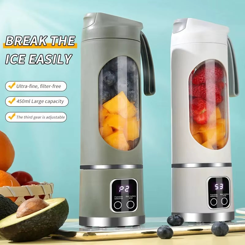 2025 Mini Electric Juicer – 450ML Portable Fresh Juice Maker with Powerful Motor and Digital Display, Perfect for Busy Professionals, Students, and On-the-Go Healthy Lifestyle