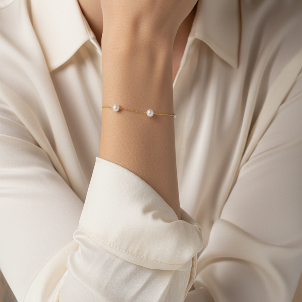 Golden Freshwater Pearl Bracelet Set