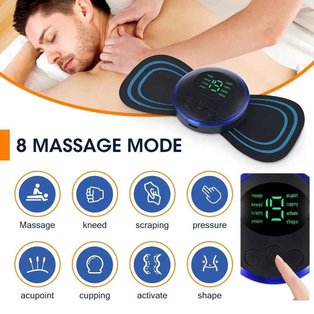 Wireless Electric Neck & Body Massager with EMS Technology – 8 Modes & 19 Intensity Levels for Cervical, Back, Calf, and Full-Body Muscle Pain Relief