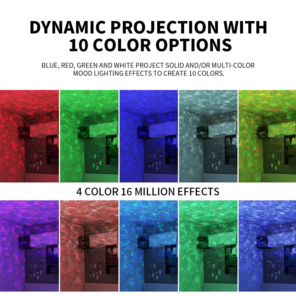 LED Starry Sky Projector with Bluetooth Music, Remote Control, Ocean Wave & Galaxy Light – Ambient Bedroom Decor and Gift