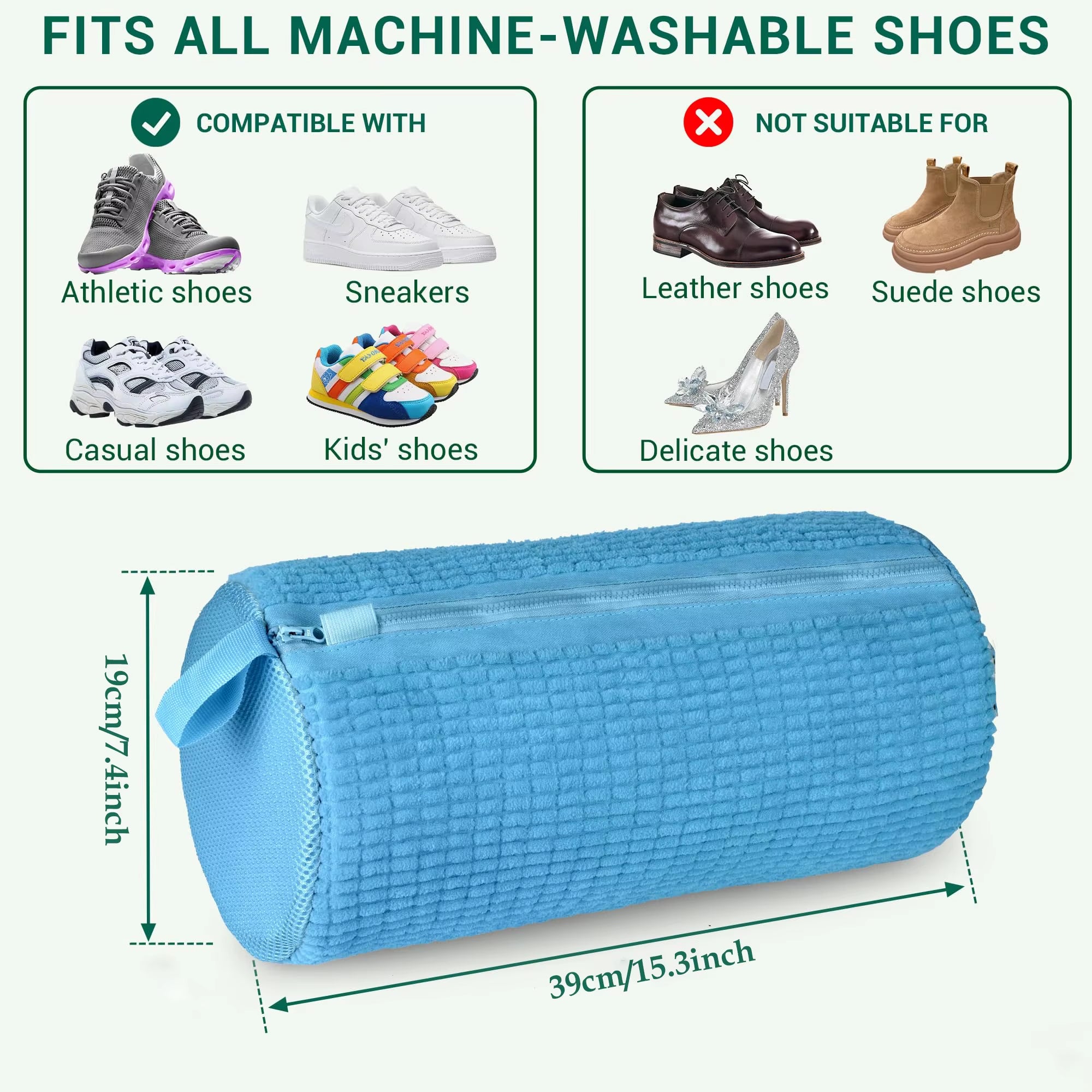 360° Deep Cleaning Shoe Washing Bag – Durable Zippered Mesh Protector for Sneakers, Tennis Shoes & Boots, Available in 1/2/3-Pack Sets
