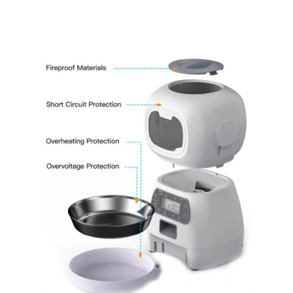 Smart Automatic Pet Feeder & Food Dispenser for Cats and Dogs – Programmable Timed Meals with Portion Control, Ideal for Travel and Home Use