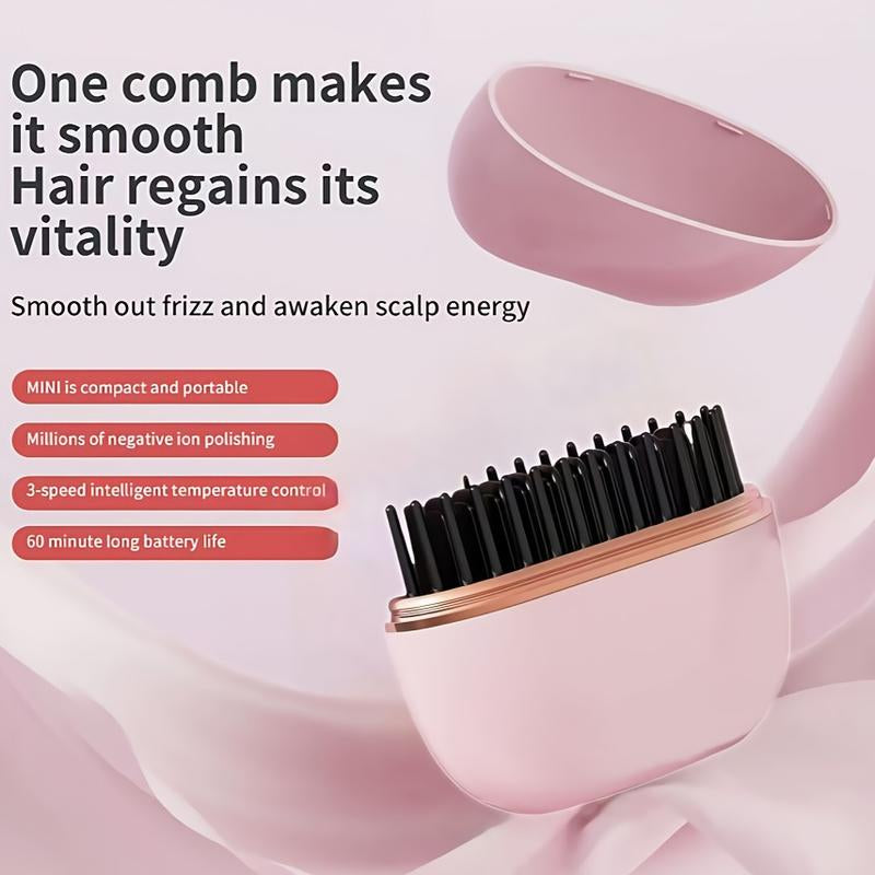 Portable 2-in-1 Cordless Hair Straightener and Heated Comb - Rechargeable Travel Essential and Anti-Frizz Styling Tool for Home and On-the-Go Use