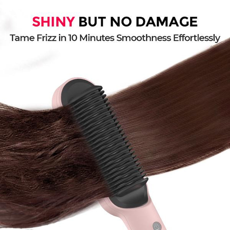 TYMO Ring Pink 2-in-1 Straighten & Curl Styler – 5-Level Heat Control, Rapid Heating, Dual Voltage, Complete Styling Kit