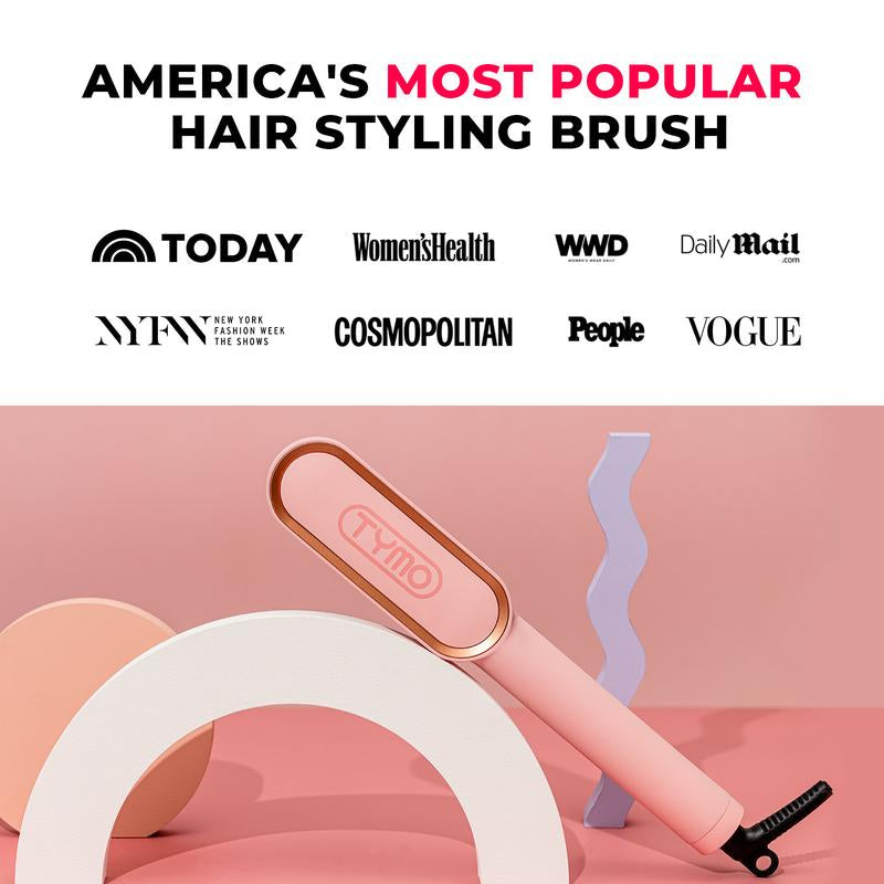 TYMO Ring Pink 2-in-1 Straighten & Curl Styler – 5-Level Heat Control, Rapid Heating, Dual Voltage, Complete Styling Kit