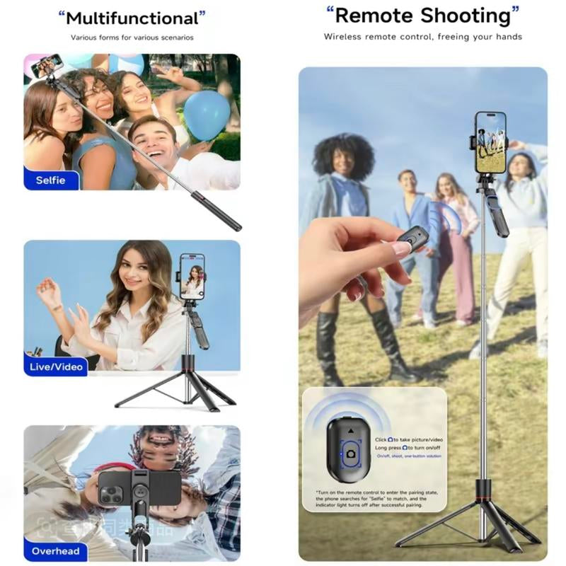 Upgraded 67-Inch Phone Tripod & Holder – Portable Selfie Stick Stand for iPhone/Android, Adjustable Aluminum Support for Home, Travel, Photos & Videos