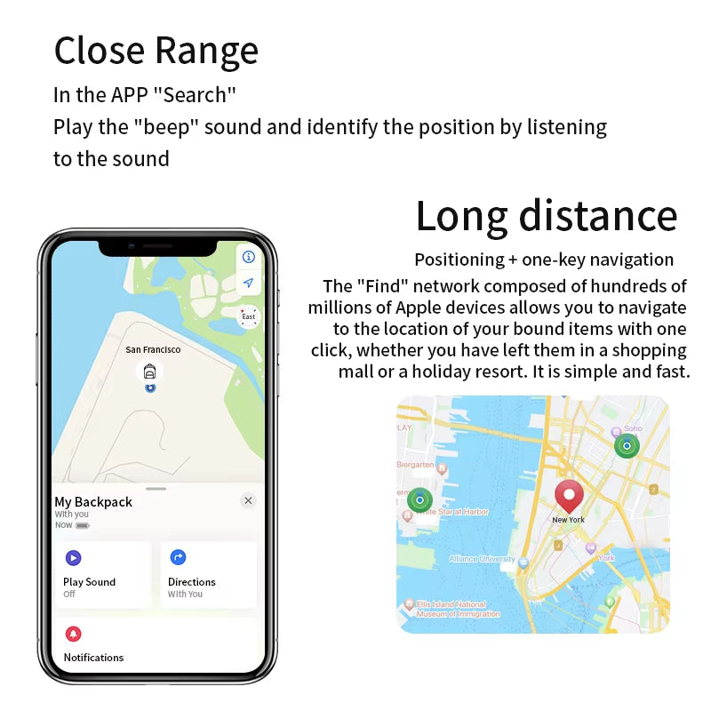 Airtag Bluetooth GPS Trackers - IPX5 Waterproof Sport Tracking Device for Locating Elderly, Children, and Pets Compatible with iPhone FIND MY