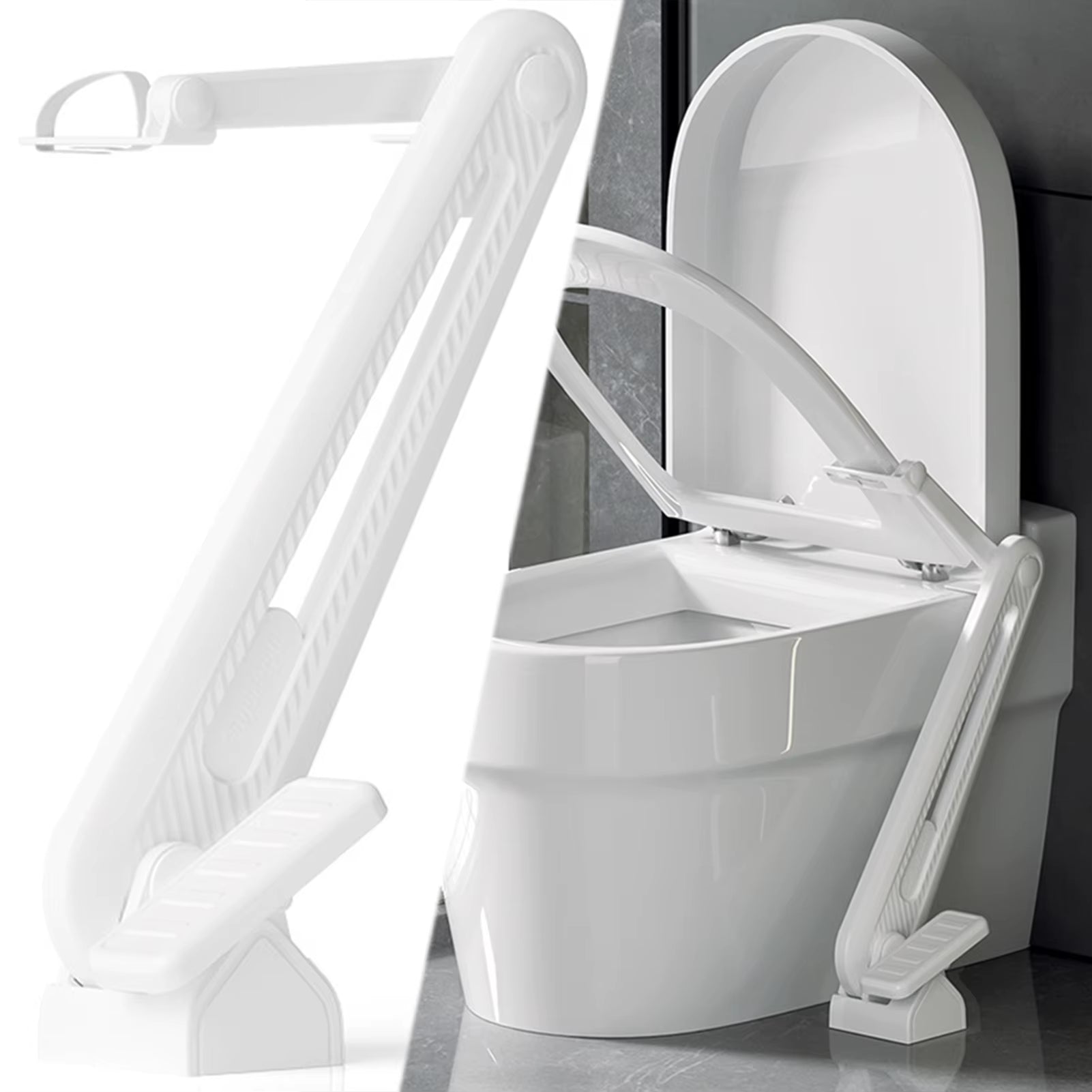 Hands-Free Foot-Operated Toilet Seat Lifter – Hygienic Anti-Germ Bathroom Accessory for Universal Toilet Seats