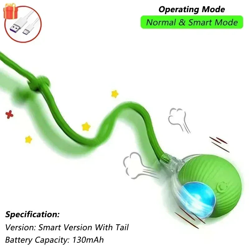 Smart Motion Rolling Cat Toy with Tail – Rechargeable Interactive Play Ball for Exercise & Entertainment