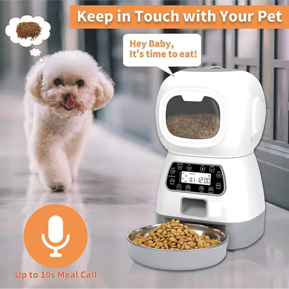 Smart Automatic Pet Feeder & Food Dispenser for Cats and Dogs – Programmable Timed Meals with Portion Control, Ideal for Travel and Home Use