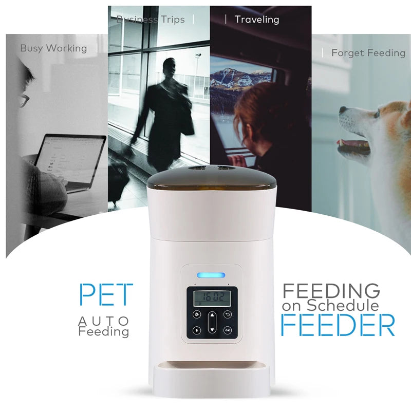Smart Automatic Pet Feeder & Food Dispenser for Cats and Dogs – Programmable Timed Meals with Portion Control, Ideal for Travel and Home Use
