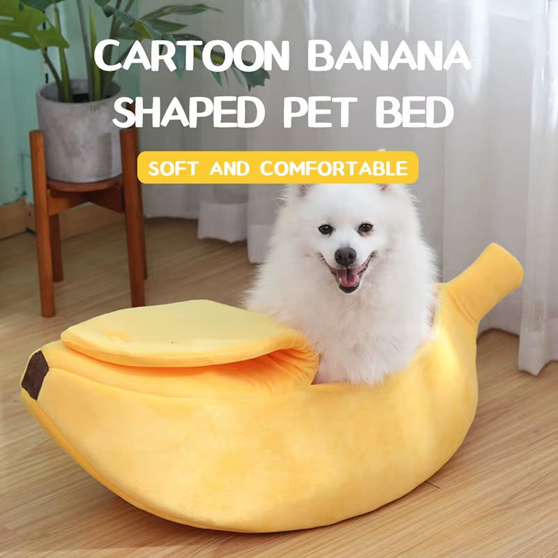 Cozy Banana-Shaped Cat & Small Dog Bed – Plush, Portable, and Durable Pet Basket for Ultimate Comfort