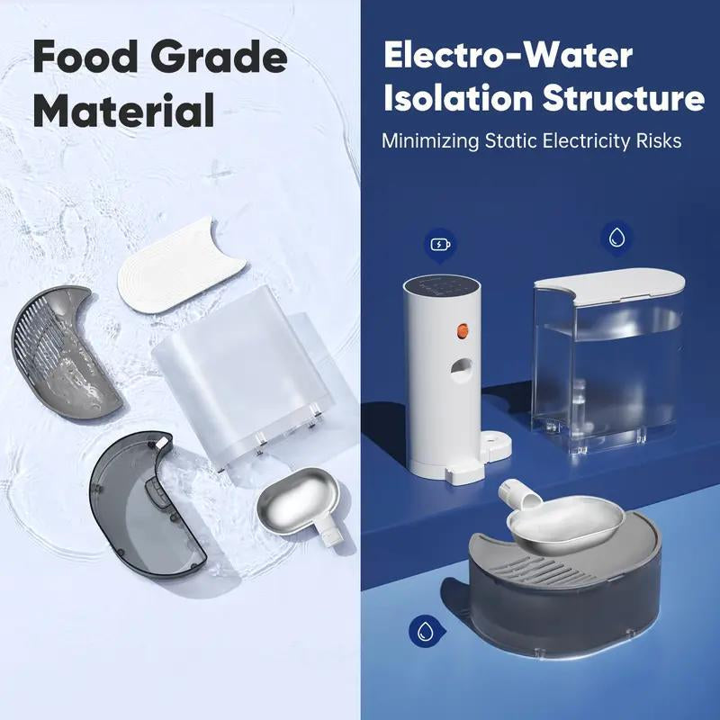 2025 Premium Wireless Pet Water Fountain – 3L Filter-Free Smart Hydration System with Stainless Steel Bowl, Rechargeable Power & Anti-Touch Safety Mode