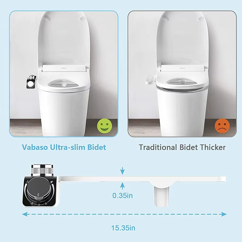 Premium Non-Electric Bidet Toilet Attachment – Dual Self-Cleaning Nozzles & Adjustable Hot/Cold Water