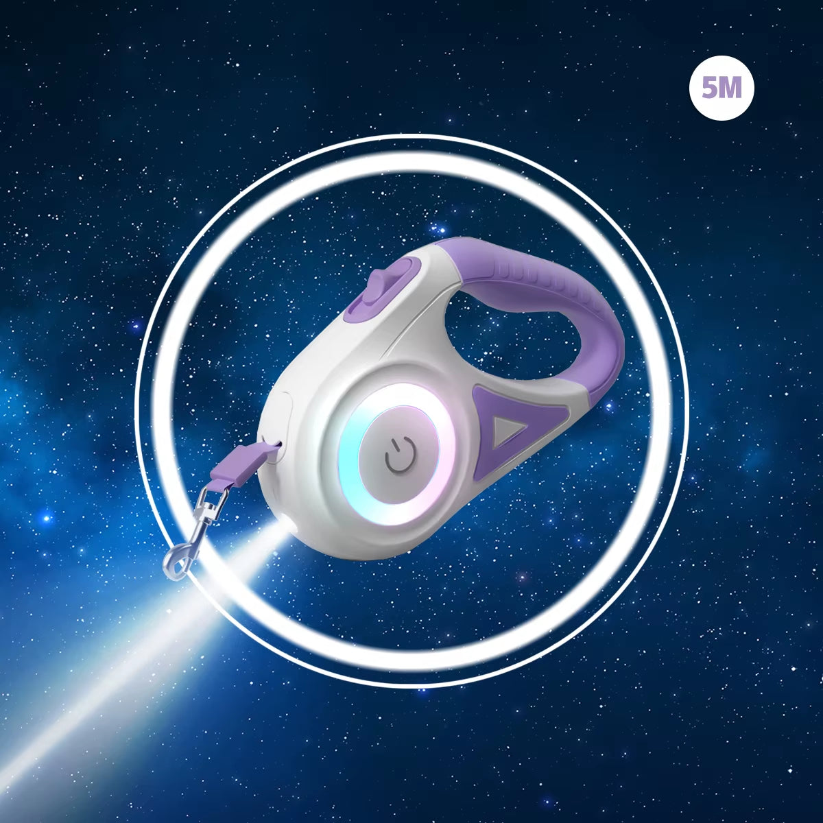 LED Retractable Dog & Cat Leash – 3M/5M Strong Nylon Lead with Built-In Light, Quick-Release Design + Reflective Harness & Collar