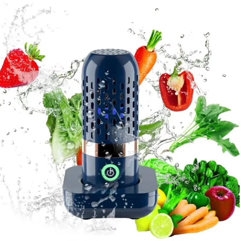 Portable Wireless Ultrasonic Fruit & Vegetable Washer – Capsule-Shaped Food Purifier for Safe, Healthy Produce