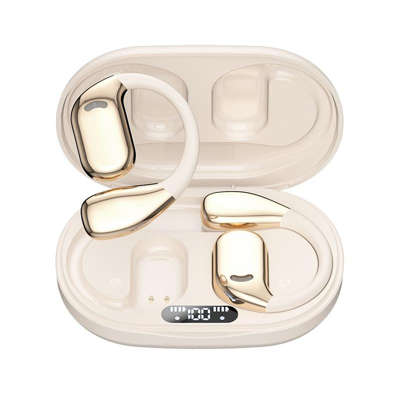 Black Friday Exclusive Open-Ear Bluetooth 5.4 Wireless Headphones with LED Battery Display, 60H Playtime, Clear-Call Mic, IPX5 Waterproof Sport Design, Lightweight Silicone Open-Earbuds – Pink Gift Edition