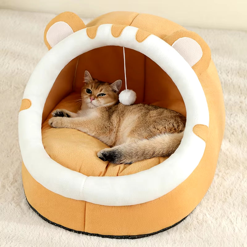 Luxury Tent-Style Cat & Small Dog Bed – Soft Cotton Cushion for Ultimate Comfort and Relaxation