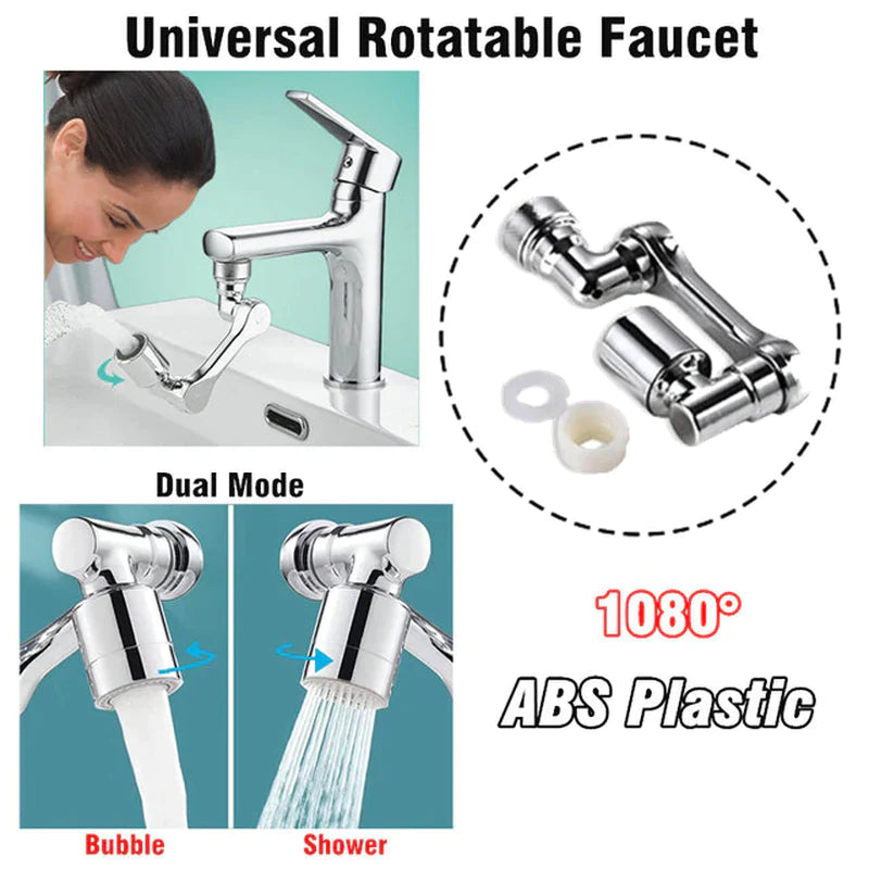 1080° Rotating Faucet Sprayer Head – Dual-Mode Aerator Nozzle with Adjustable Robot-Arm Extension for Kitchen & Bathroom