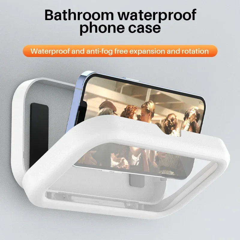 Adjustable Waterproof Shower Phone Holder – Wall-Mounted, Anti-Fog, Touch-Sensitive Case for All Smartphones