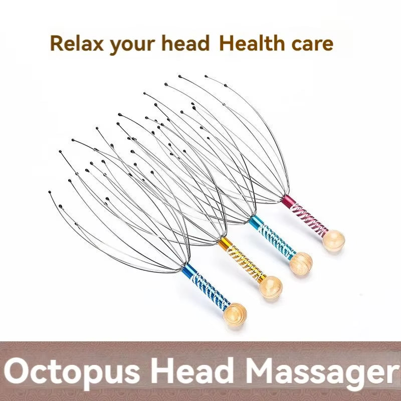 Stainless Steel Octopus Head Massager – Ergonomic Scalp Relaxer for Itch Relief and Stress Reduction
