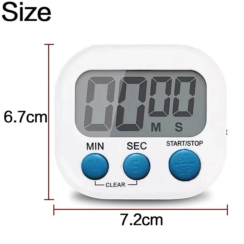 Magnetic LCD Kitchen Timer – Large Display, Countdown & Count-Up, Loud Alarm for Cooking & Home Use