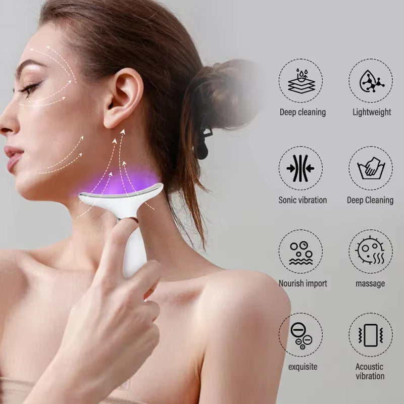 EMS Microcurrent Facial and Neck Massager with 7 Color Therapy for Enhanced Skincare and Relaxation