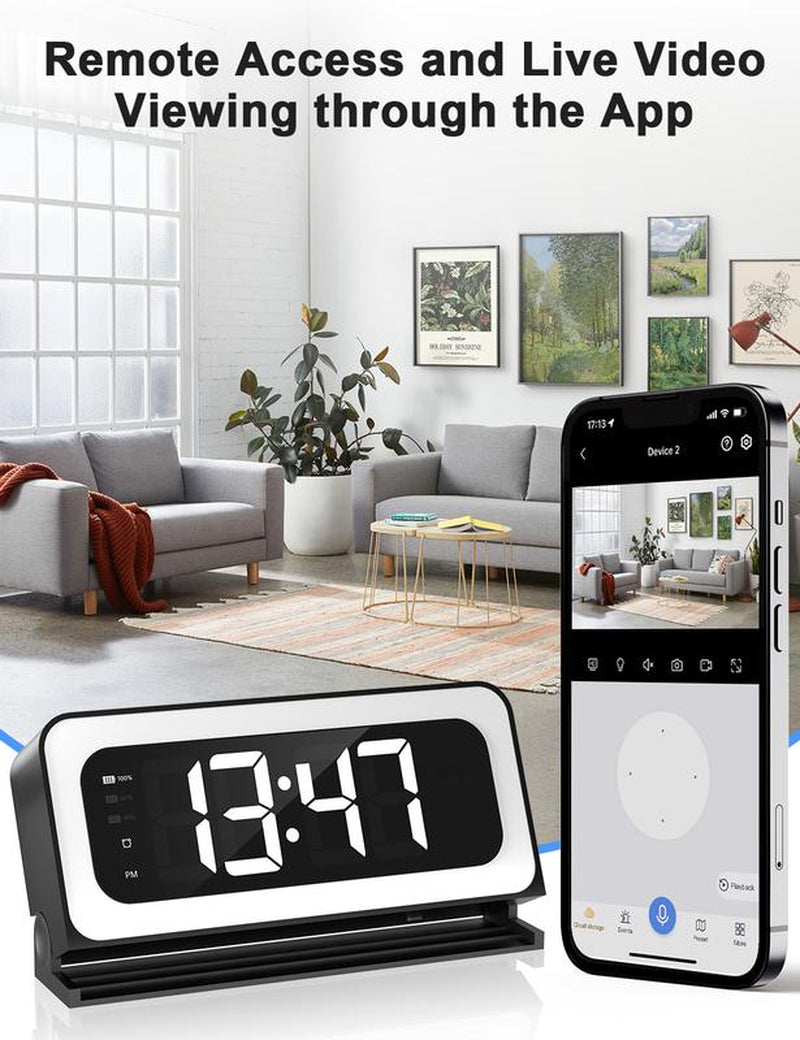 1080P Hidden WiFi Camera Clock with Night Vision & Motion Detection — Smart Real-Time Security Monitoring