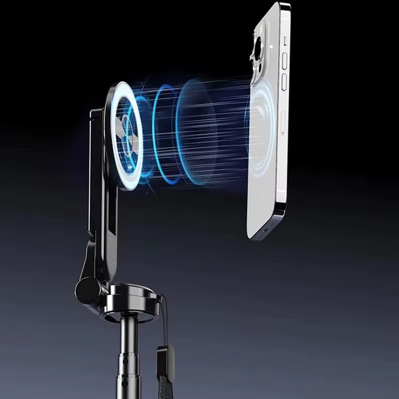 Multifunctional 4-in-1 Magnetic Mini Selfie Stick – 360° Rotating Tripod with Wireless Bluetooth Remote for Smartphones, Travel & Vlogging