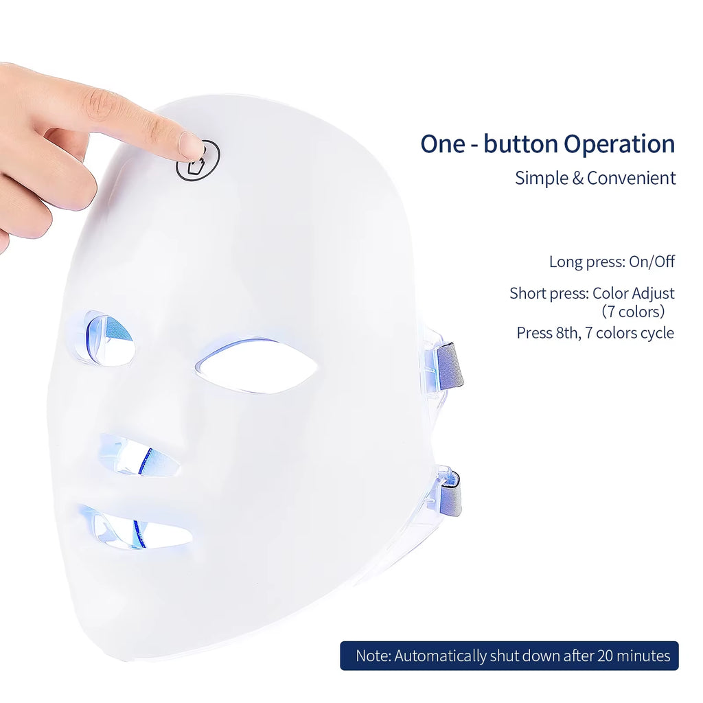 Rechargeable 7-Color LED Facial Mask for PDT Photon Therapy – Anti-Aging, Skin Brightening & Firming Skincare Device