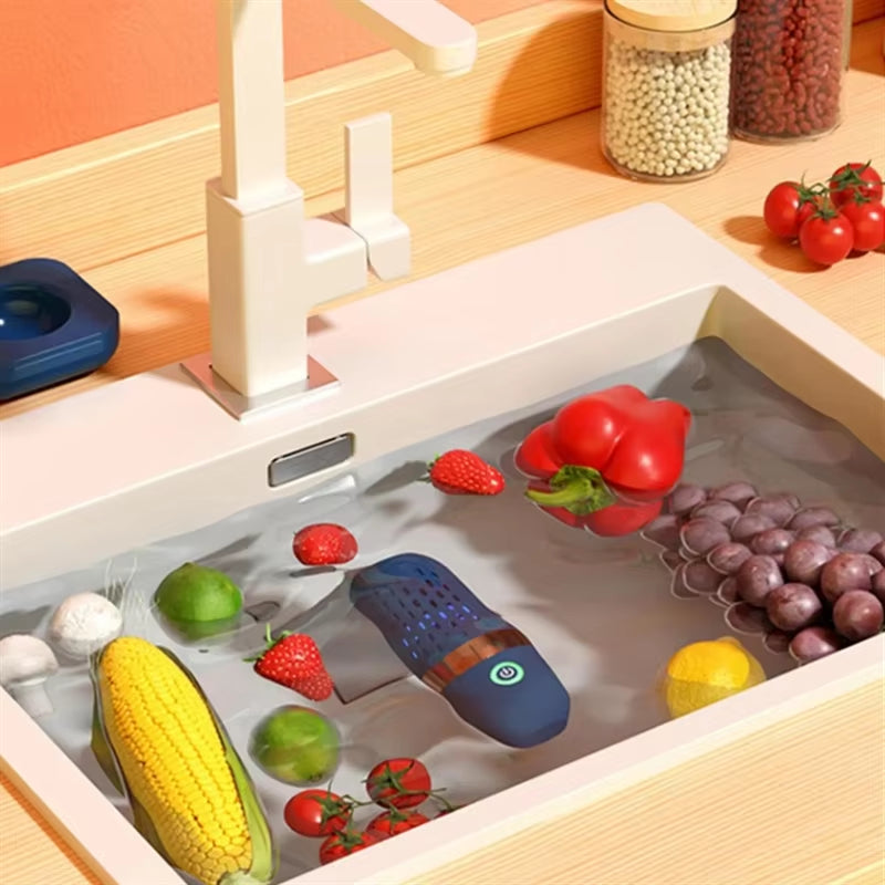 Portable Wireless Ultrasonic Fruit & Vegetable Washer – Capsule-Shaped Food Purifier for Safe, Healthy Produce