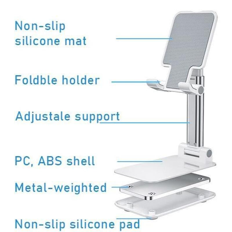 Adjustable Foldable Desktop Phone & Tablet Stand for 4–10" Devices – Portable Anti-Slip Mobile Holder for Office, Home, and Workstations