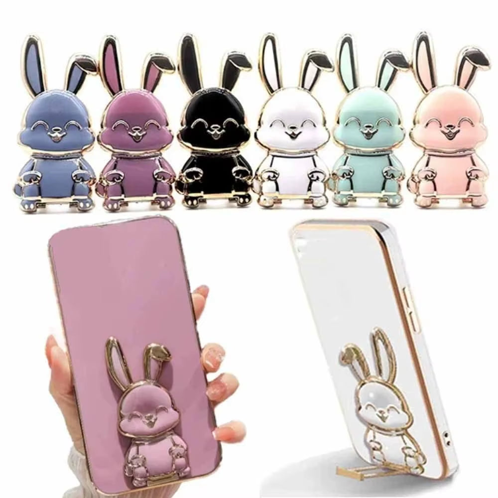 Bunny Finger Ring Holder & Kickstand for Smartphones – Mini Pull-Rod Grip, Foldable Stand Design, Secure Phone Holder for Hands-Free Viewing, Compatible with All Mobile Devices