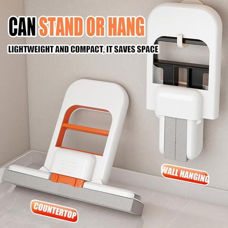 2025 Smart Mini Mop Set (Pack of 2) – Self-Squeezing Portable Cleaning Tools for Small Spaces, Wet & Dry Versatility with Extra Sponges (Orange)