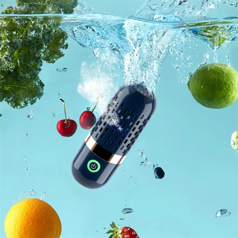 Portable Wireless Ultrasonic Fruit & Vegetable Washer – Capsule-Shaped Food Purifier for Safe, Healthy Produce