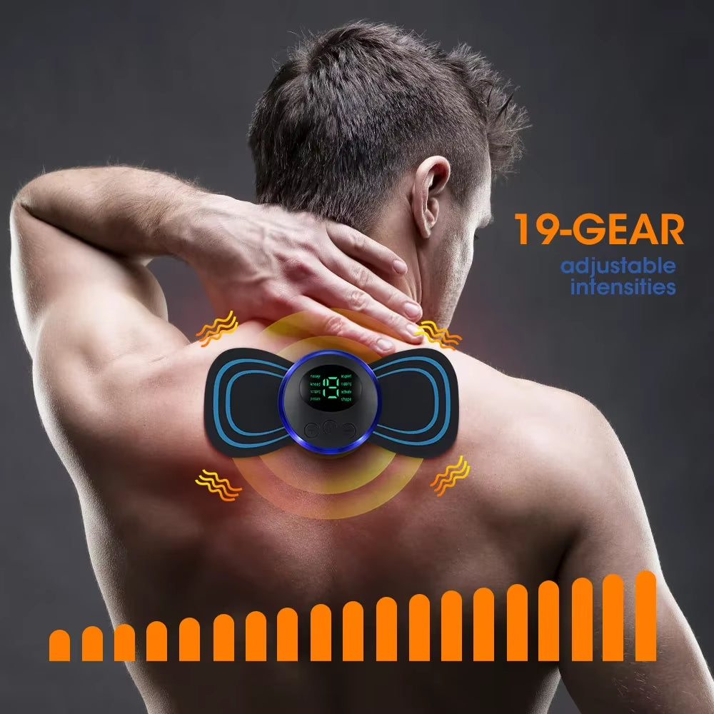 Wireless Electric Neck & Body Massager with EMS Technology – 8 Modes & 19 Intensity Levels for Cervical, Back, Calf, and Full-Body Muscle Pain Relief