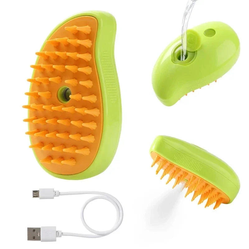 3-in-1 Steam Pet Grooming Brush for Dogs & Cats – Massage, Hair Removal, and Hydrating Spray Comb