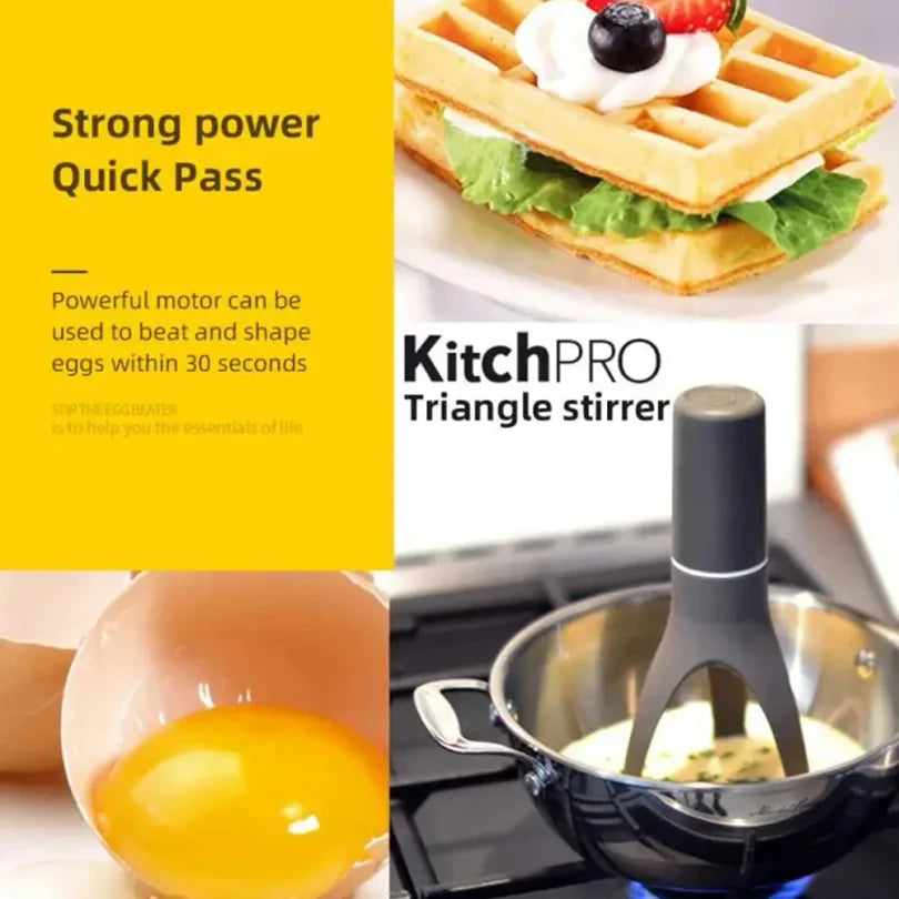 TriBlend Multifunctional Electric Triangle Whisk & Pan Stirrer – Battery-Powered Mixer for Sauces, Soups, and Creams, Dishwasher-Safe, Perfect for Cooking & Baking