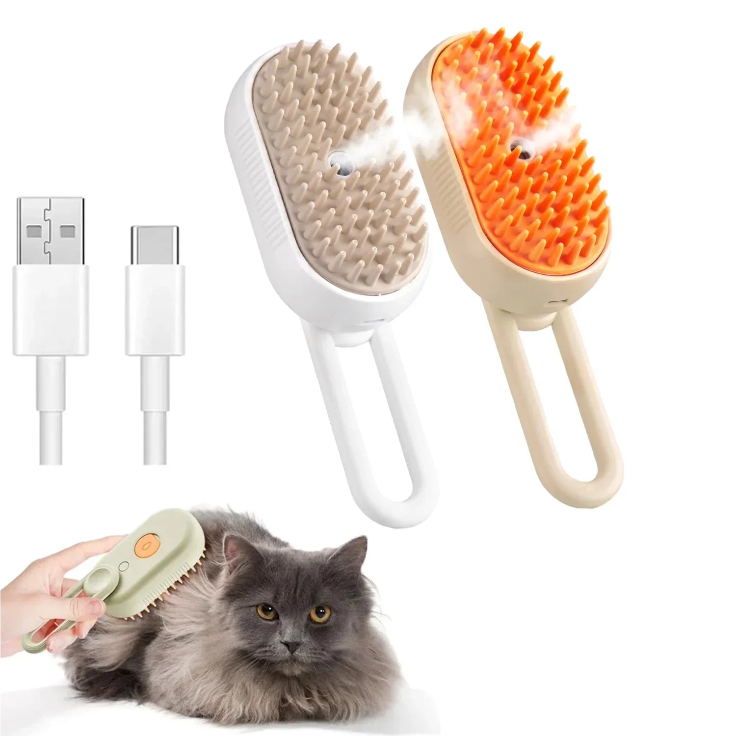 3-in-1 Steam Pet Grooming Brush for Dogs & Cats – Massage, Hair Removal, and Hydrating Spray Comb