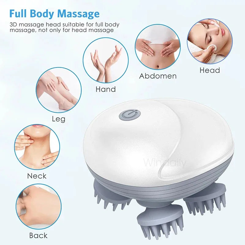 Deep Tissue Electric Scalp & Body Massager with 360° Kneading & Vibration