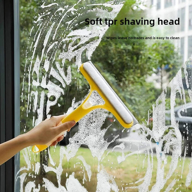 3-in-1 Silicone Shower Squeegee with Spray Nozzle, Scrubber & Streak-Free Blade – Handheld Bathroom Glass Cleaner for Mirrors, Tiles, and Windows