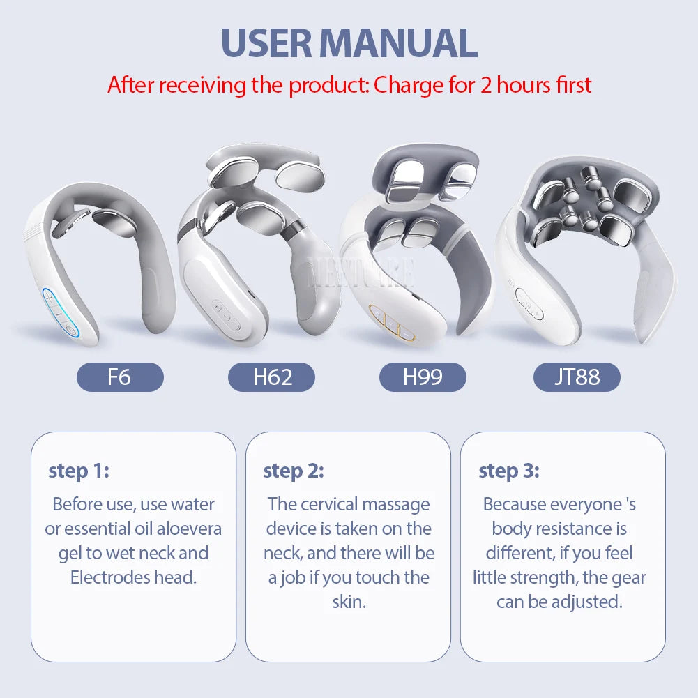 Wireless Smart TENS Pulse Neck and Back Massager with Heating Function for Muscle Relief and Everyday Health Care