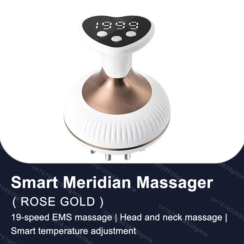 Electric Meridian Gua Sha Body Massager with EMS Microcurrent & Hot Compress for Lymphatic Drainage, Fat Reduction & Muscle Relief