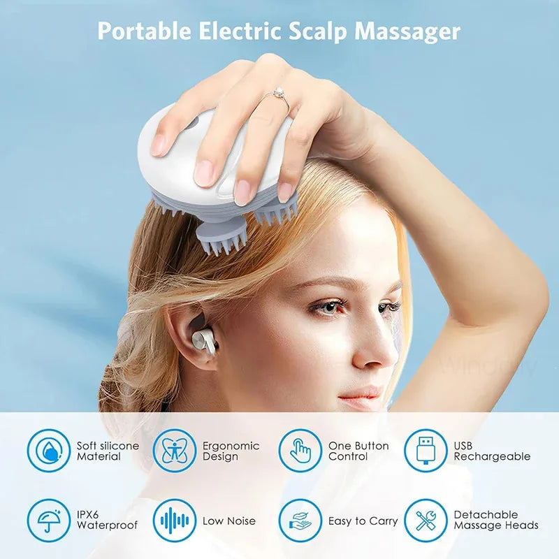 Deep Tissue Electric Scalp & Body Massager with 360° Kneading & Vibration